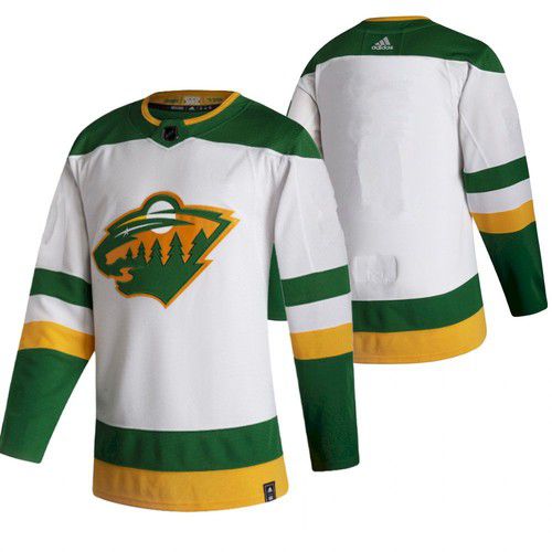 Men Minnesota Wild Blank White NHL 2021 Reverse Retro jersey